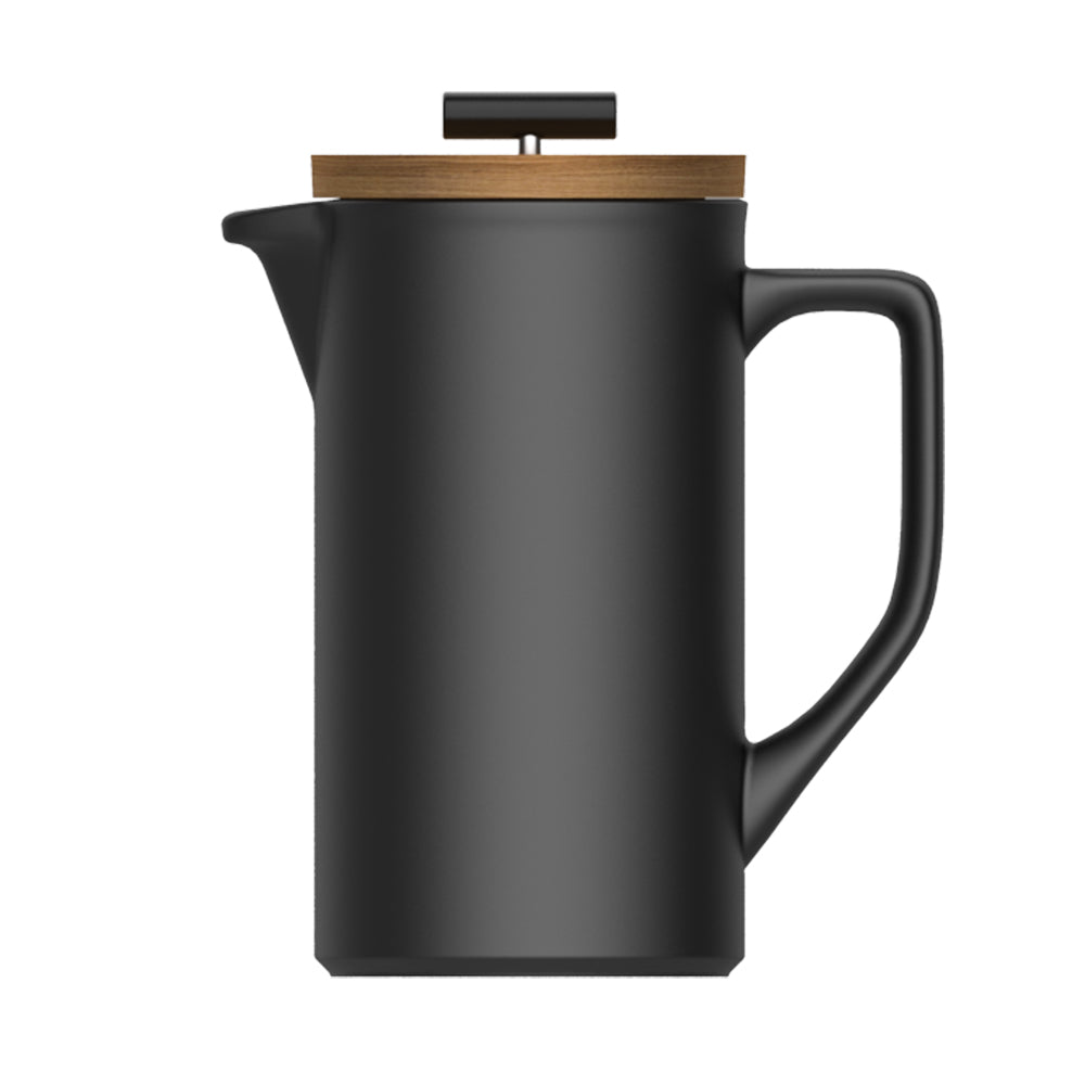 DPHO Ceramic French Press Coffee Maker with Wooden Lid 600ml