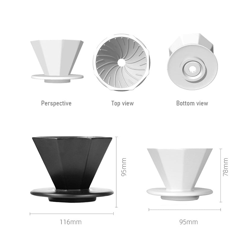 Saraya Creative Octagonal-Shaped Ceramic Dripper 02 (2-4 cups) - White