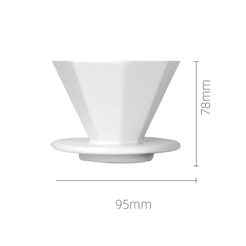 Saraya Creative Octagonal-Shaped Ceramic Dripper 01 (1-2 cups) - White
