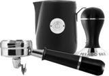 Pesado Spouted Portafilter, Tamper  &  Milk JUg Precision Set - Black & Black