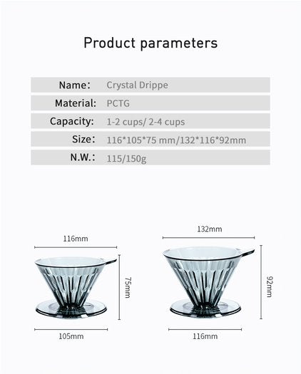 Timemore Crystal Eye Dripper 02 PC (2-4 Cups) - Transparent Black
