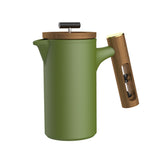 DHPO Ceramic French Press with Wooden Lid & Hourglass 600ml
