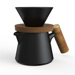 DHPO 600ML V60 Ceramic Pourover Coffee Brewer with Wooden Lid & Holder