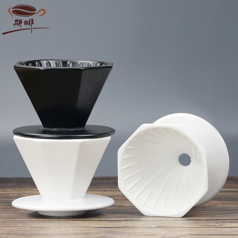 Saraya Creative Octagonal-Shaped Ceramic Dripper 01 (1-2 cups) - Black