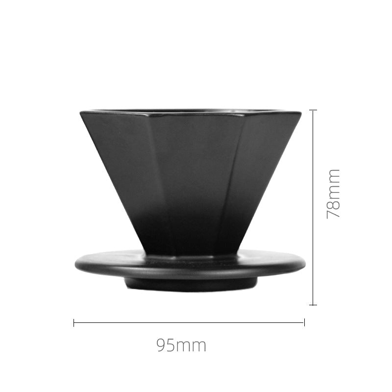 Saraya Creative Octagonal-Shaped Ceramic Dripper 01 (1-2 cups) - Black