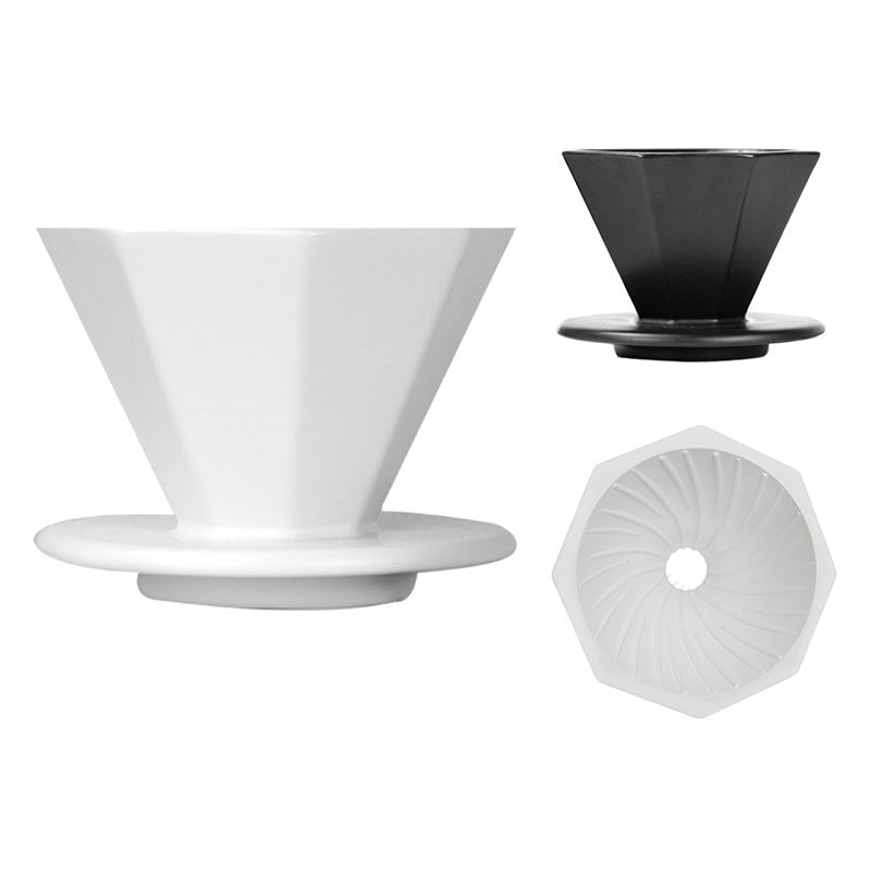 Saraya Creative Octagonal-Shaped Ceramic Dripper 02 (2-4 cups) - Black