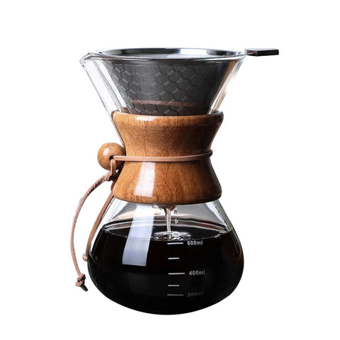 Saraya Chemex Style Pour Over Coffeemaker w/ Steel Filter - 600ml