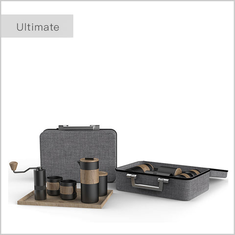 DHPO French Press Travel Set with Grinder & Canister (Mini Travel Bag) - Black